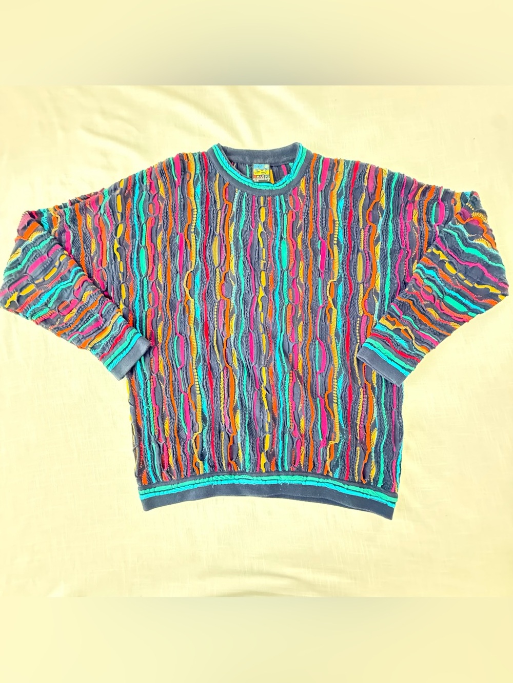 Vintage Emaroo Australia “Coogi”Sweater Mercerized Cotton 3d Knit Men’s M Sz 16